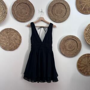 Abercrombie Black Sleeveless Mini Dress Small Tie Back Cocktail Wedding Guest